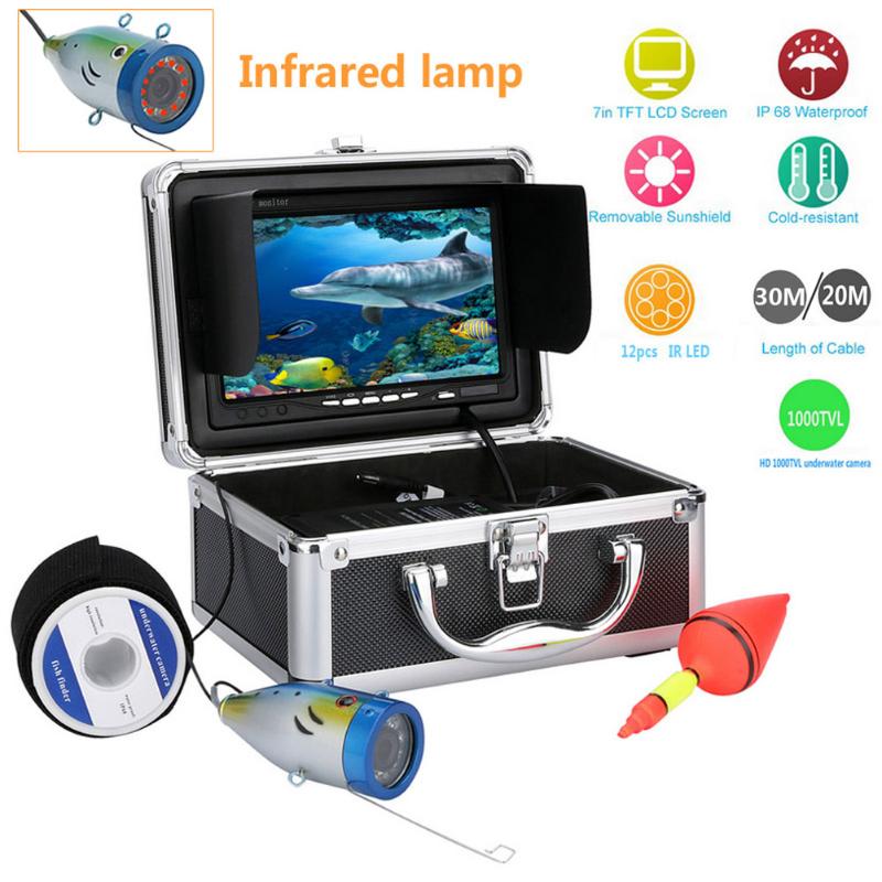 20/30M Underwater Ice Fishing Camera LCD Monitor With 12pcs LED Night Vision Camera for Fishing-ebowsos