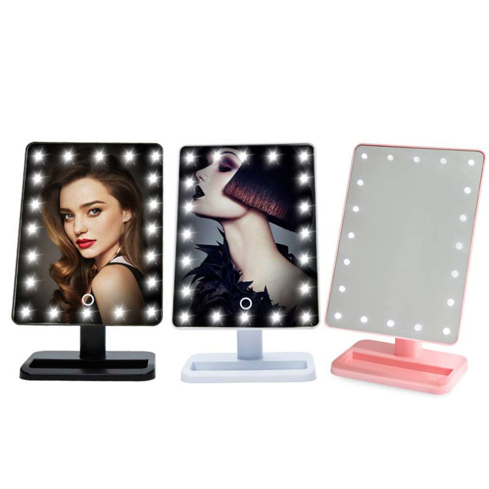 20 LED Makeup Mirror Beauty Cosmetic Make Up Tool With Illuminated Light Mirrors Desktop Stand Exquisite And Elegant Appearance - ebowsos