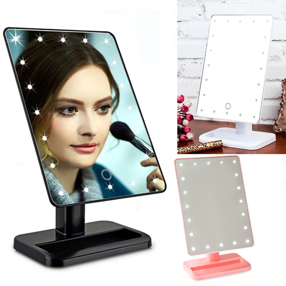 20 LED Makeup Mirror Beauty Cosmetic Make Up Tool With Illuminated Light Mirrors Desktop Stand Exquisite And Elegant Appearance - ebowsos