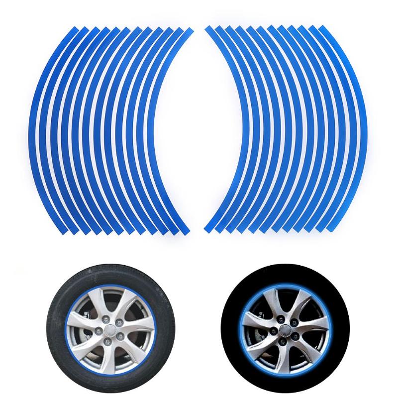 20 Strips Reflective Motorcycle Car Rim Stripe Wheel Decal Tape Stickers - ebowsos