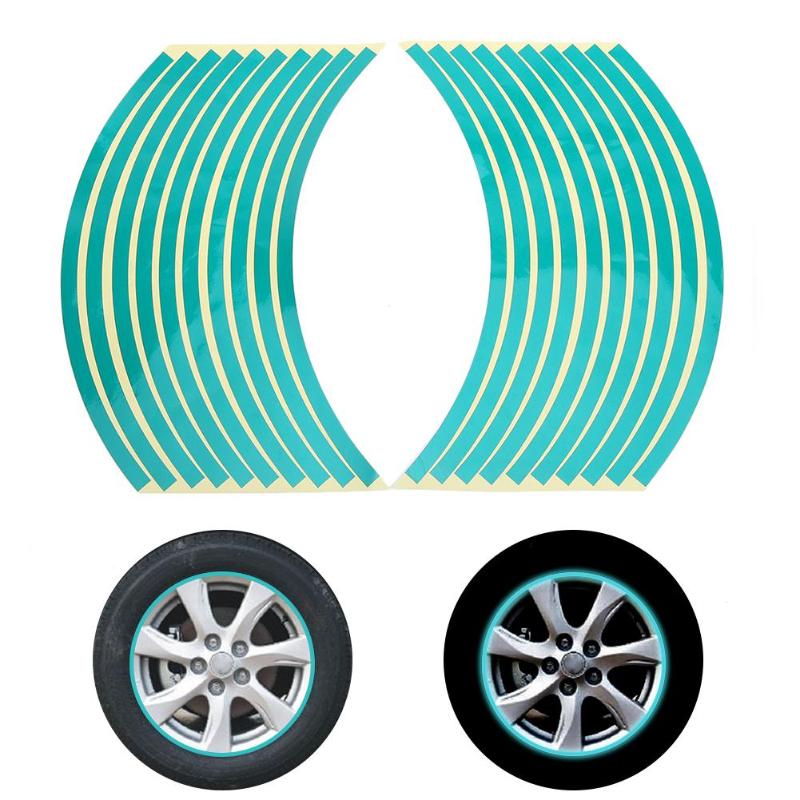 20 Strips Reflective Motorcycle Car Rim Stripe Wheel Decal Tape Stickers - ebowsos