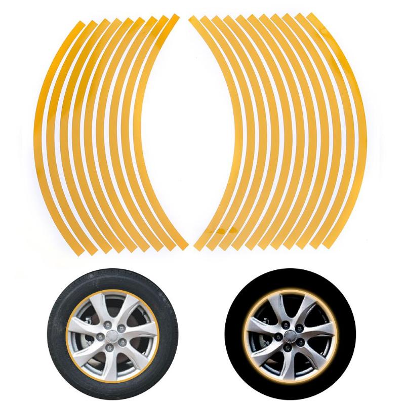 20 Strips Reflective Motorcycle Car Rim Stripe Wheel Decal Tape Stickers - ebowsos