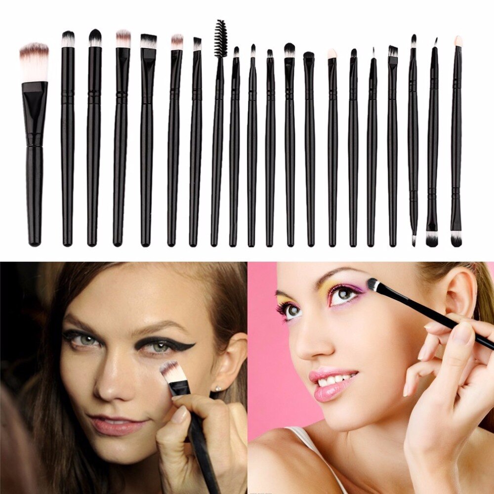 20 pcs/set 2017 New Pro Makeup Brushes Set Black Eyeliner Eyebrow Blusher Powder Foundation Make Up Brush Cosmetic Tool Kits - ebowsos