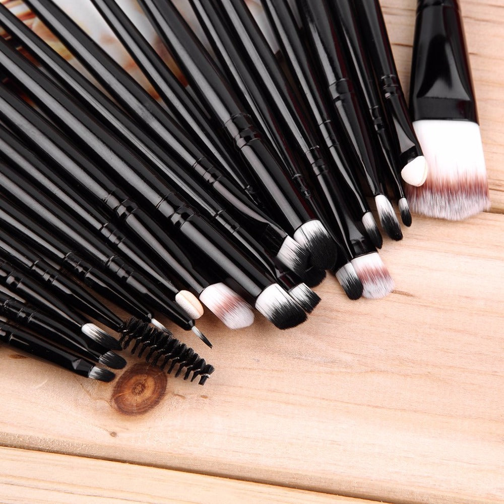 20 pcs/set 2017 New Pro Makeup Brushes Set Black Eyeliner Eyebrow Blusher Powder Foundation Make Up Brush Cosmetic Tool Kits - ebowsos