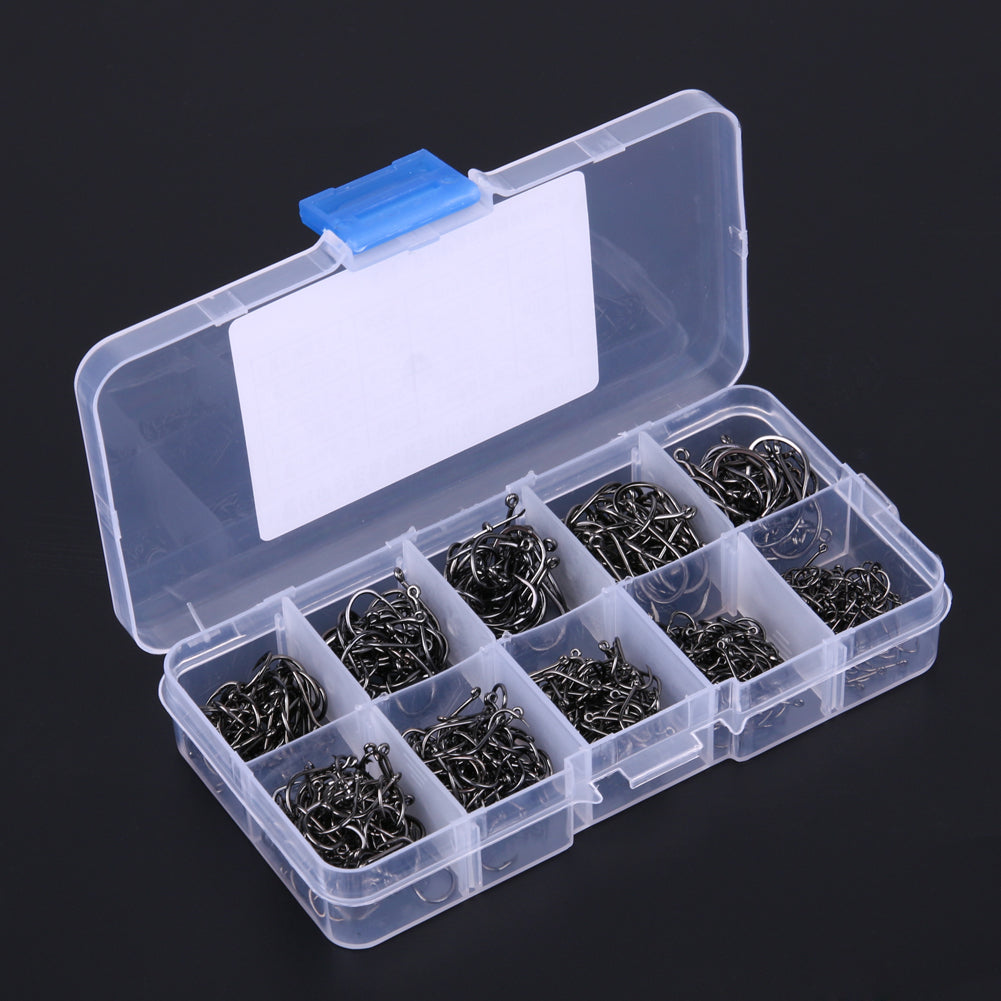 200-600Pcs/ Lots Fishing Hook Jig Hooks with Hole Fly Fishing Tackle Box Carbon Steel Fishhook-ebowsos
