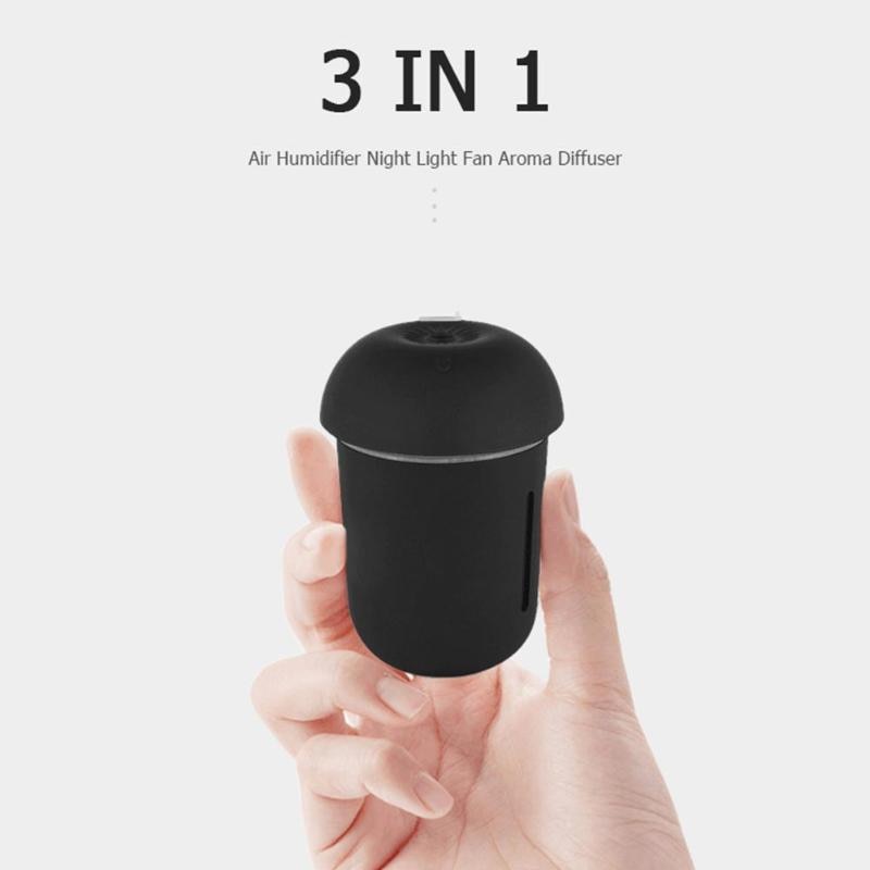 200ml USB 3 in 1 Ultrasonic Air Humidifier Night Light Fan Aroma Essential Oil Diffuser for Home Car USB Fogger Mist Maker Hot - ebowsos