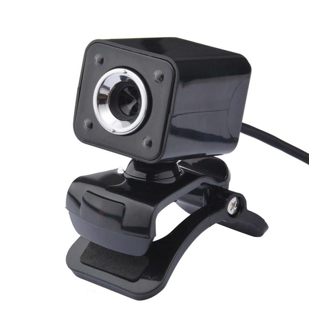 2017 High Quality USB 2.0 Full HD 480P 12M Pixel 4 LED Computer Webcam Web Cam Camera MIC for PC Black - ebowsos