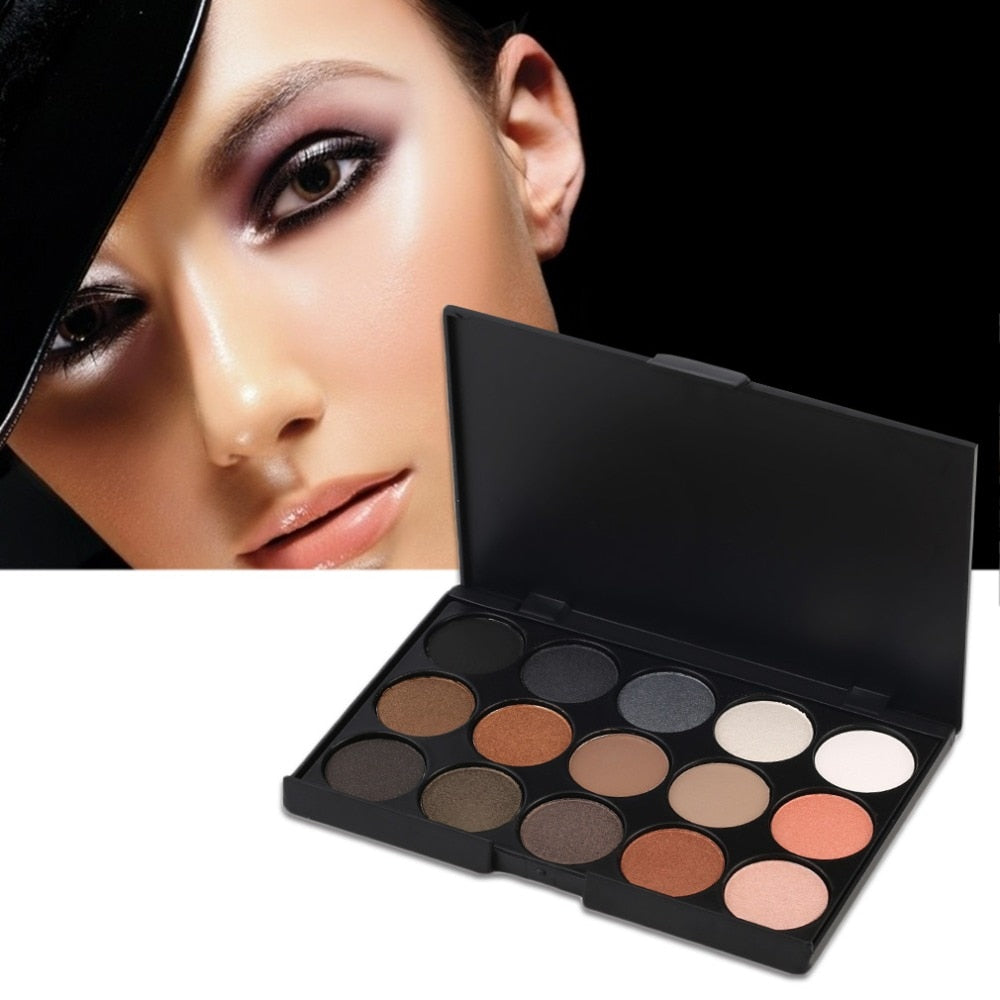 2017 Professional Women 15 Colors Matte Shimmer Pigment Eye Shadow Palette Makeup Cosmetic Eyeshadow Pallete  Make Up Tool - ebowsos