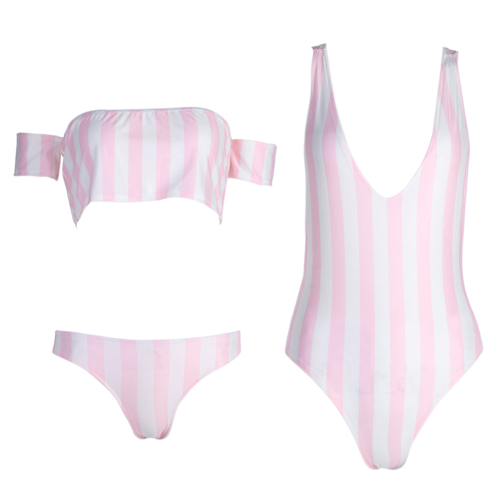 2017 Women Unpadded Bikini Set/Monokini Swimwear Swimsuit Bathing Beachwear Stripe Sandbeach Bikini maillot de bain femme-ebowsos