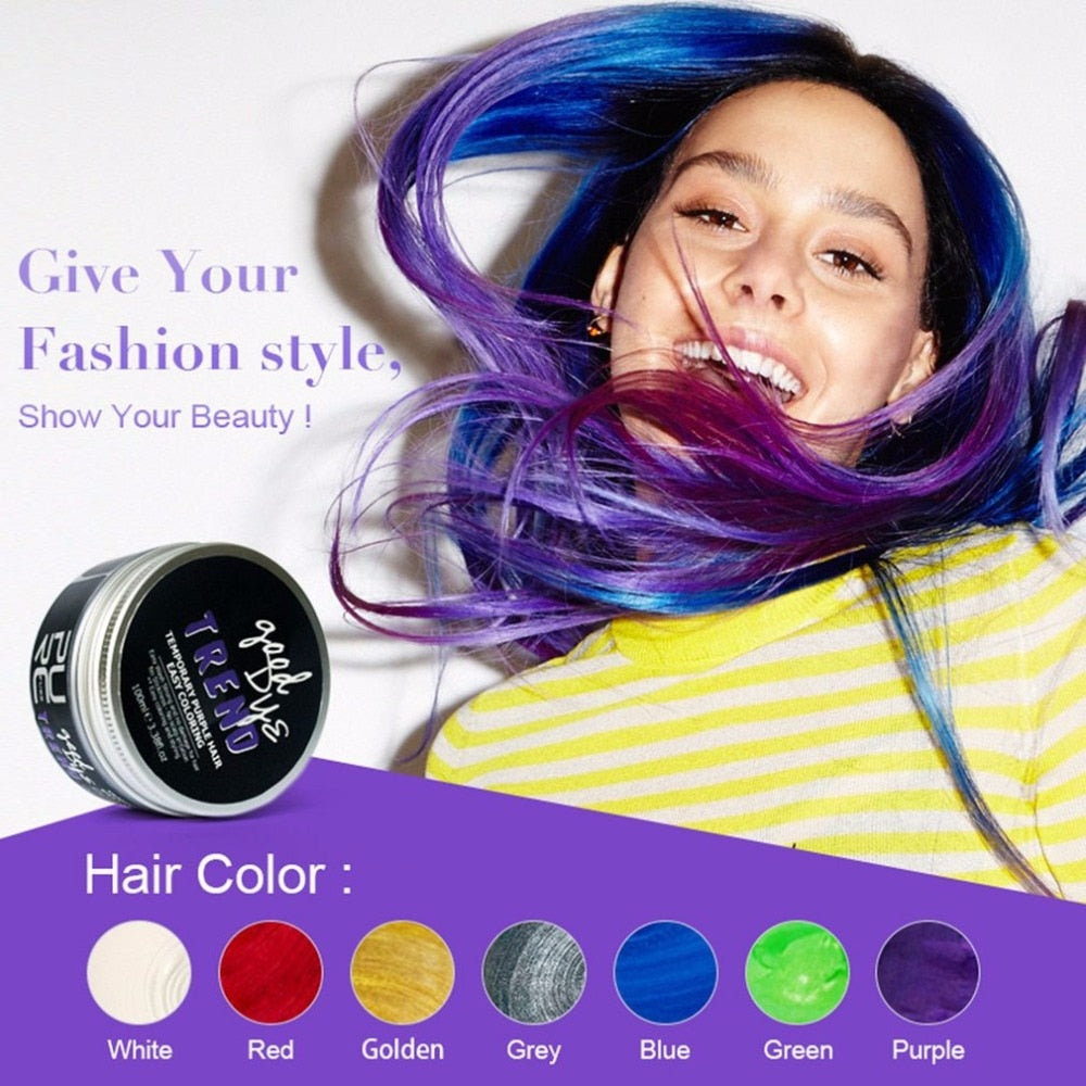 2018 Disposable Hair Color Cream Universal Women/Men Styling Pomade Compact Stained Color Hair Wax temporary hair dye Tool - ebowsos