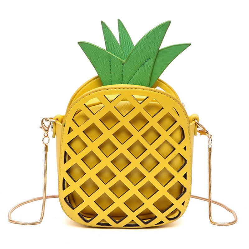 2018 Hot Cute Cartoon Bags Pineapple Shape Shoulder Bag for Girls Mini Crossbody Bags Personality Purse Fashion Messenger Bag - ebowsos