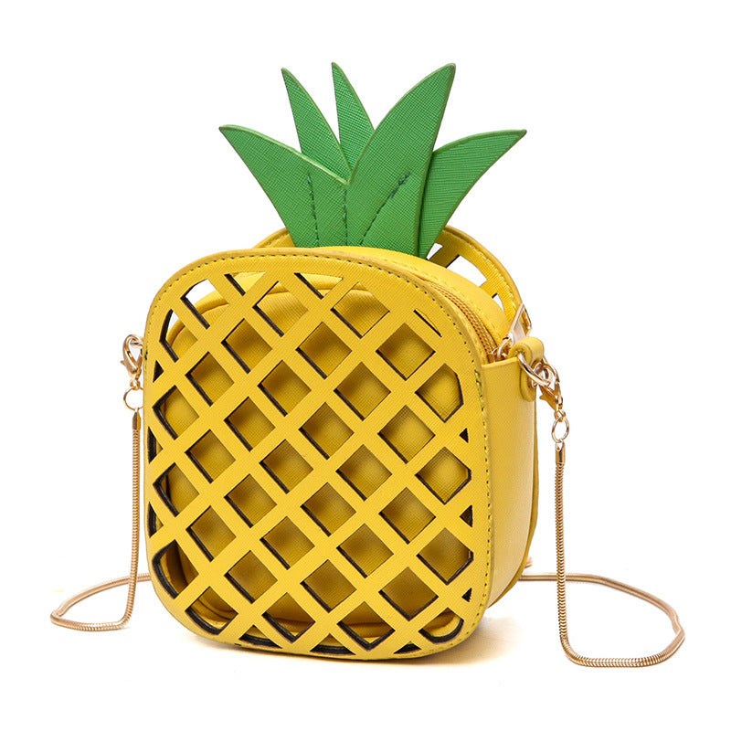 2018 Hot Cute Cartoon Bags Pineapple Shape Shoulder Bag for Girls Mini Crossbody Bags Personality Purse Fashion Messenger Bag - ebowsos