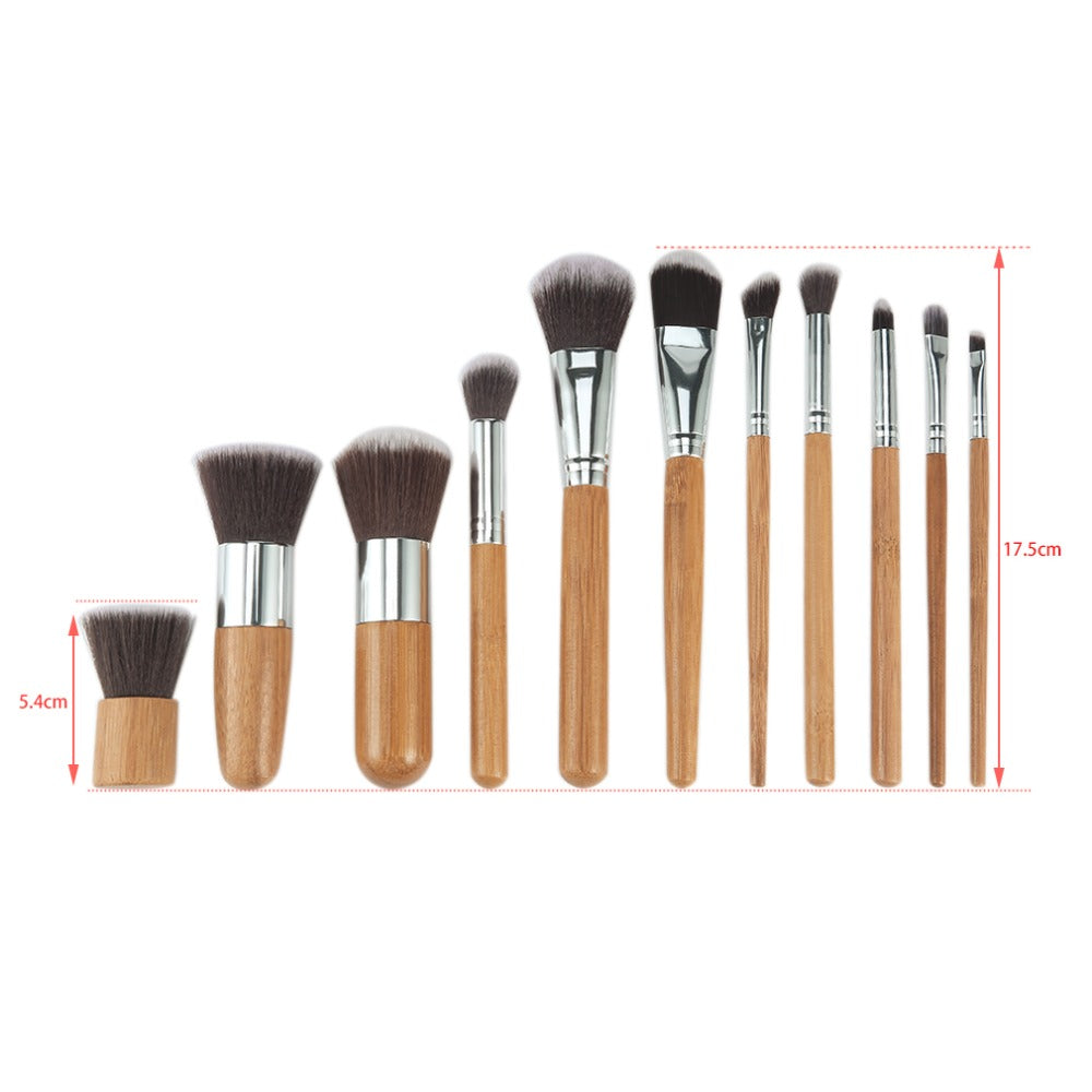 2018 New Makeup Set Professional Bamboo Handle Makeup Brushes Eyeshadow Concealer Blush Foundation Brush + Blending Sponges Puff - ebowsos