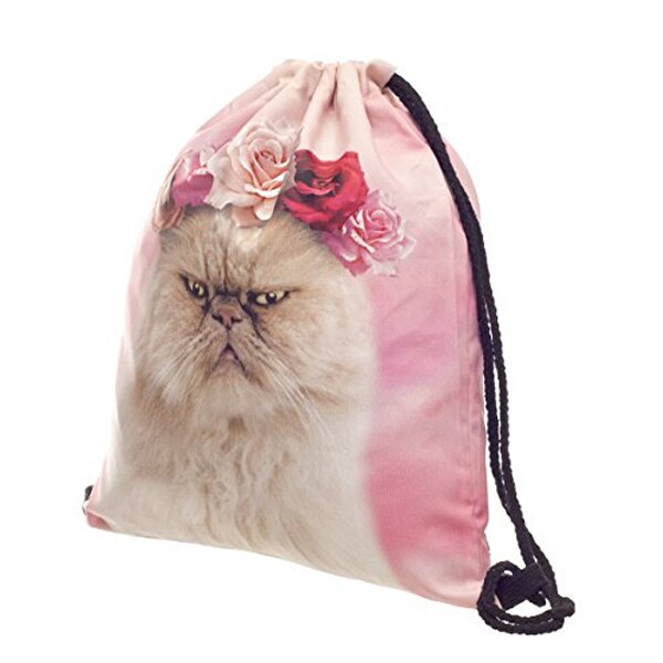 2018 New fashion cotton animal bag printing Shopping bag cartoon Drawstring bag large capacity travel backpack - ebowsos