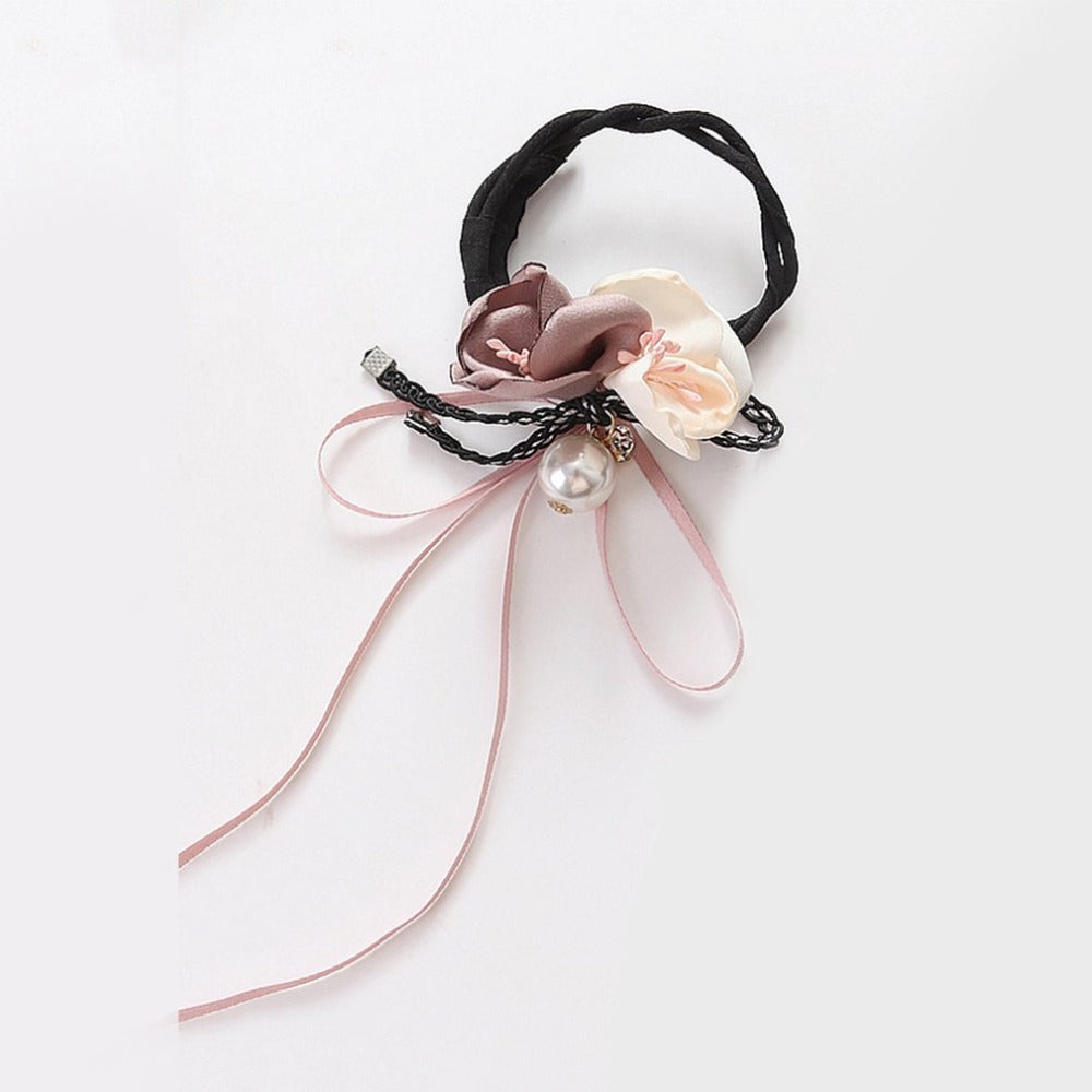 2018 Rose Flower Pearl Hair Braider Magic French Bun Maker Head Band Ball Donut Device for Girl DIY Hair Accessories Tools - ebowsos