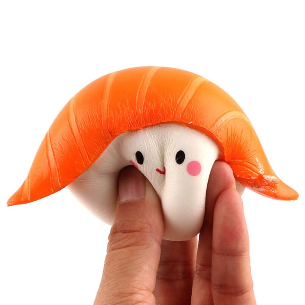2018 Squeeze Squeeze Rice Ball Salmon Sushi Slow Rising Pendant Anti Stress Vividly Japan Style Soft Keychain Toy for Adult Kid-ebowsos