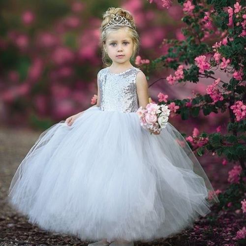 high quality Princess Kids Baby Girls Dress Solid Party Dress Casual Sequins Sundress Costume 2-8T Kid Girls Dress - ebowsos