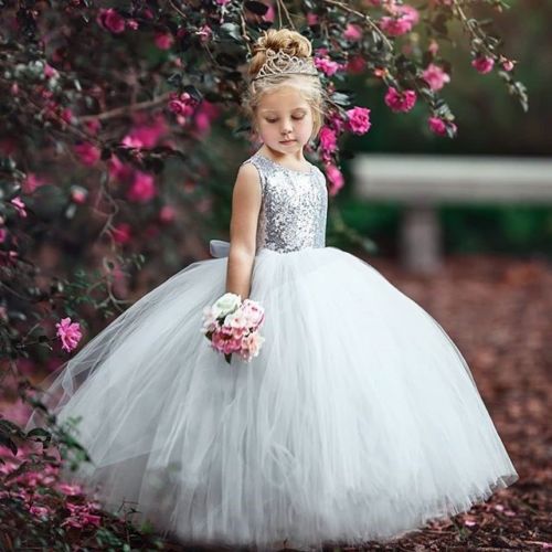 high quality Princess Kids Baby Girls Dress Solid Party Dress Casual Sequins Sundress Costume 2-8T Kid Girls Dress - ebowsos