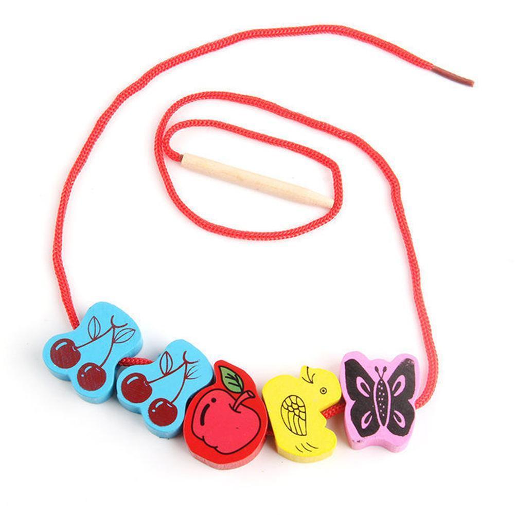 2019 Baby Wooden Toys Cartoon Lacing Wooden Threading Beads Game Education Top 25pcs Sets for Children Gift-ebowsos