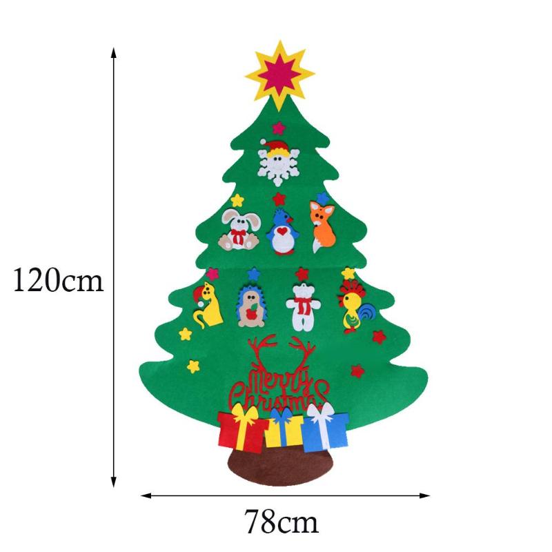 2019 NEW Kids DIY Stereo Felt Christmas Tree with Decorations Door Wall Hanging Felt Christmas Tree Set with Ornaments - ebowsos