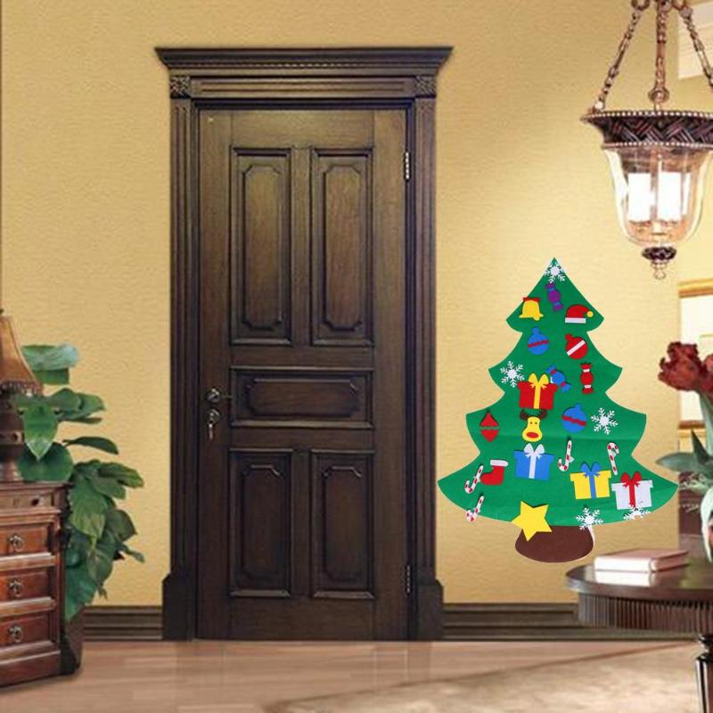 2019 NEW Kids DIY Stereo Felt Christmas Tree with Decorations Door Wall Hanging Felt Christmas Tree Set with Ornaments - ebowsos