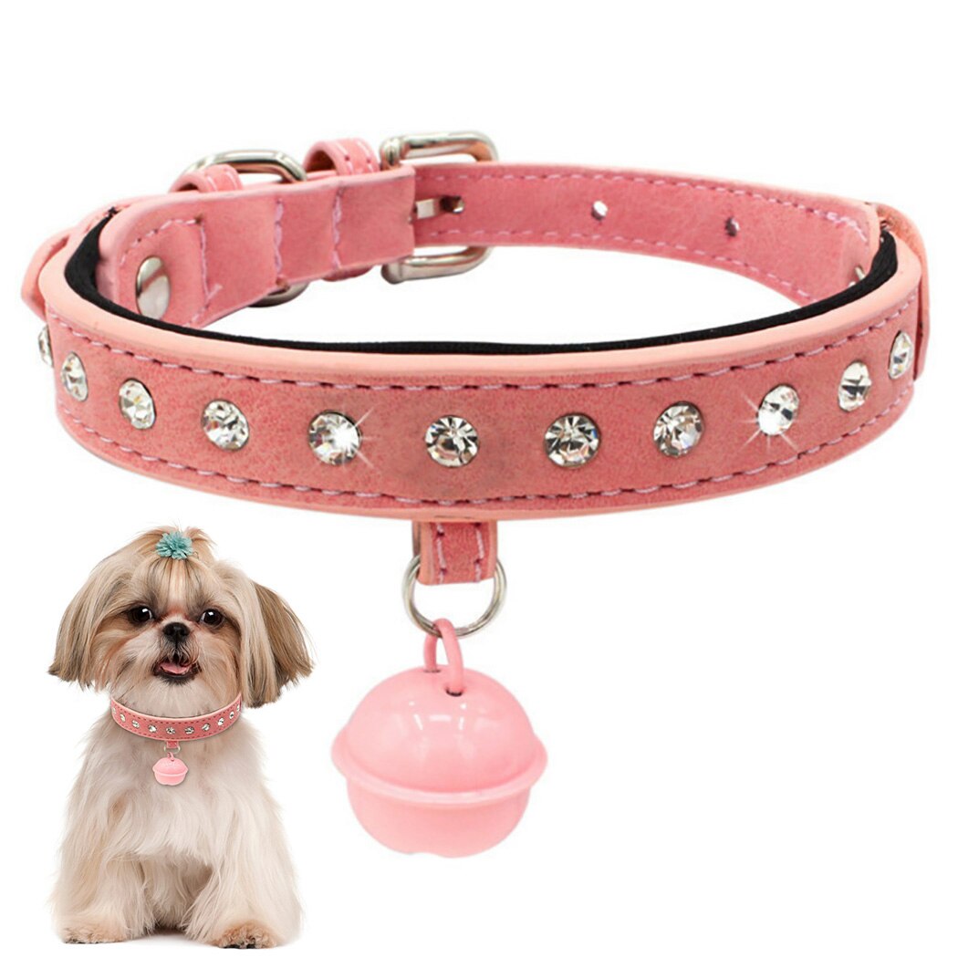 2019 New Cute Dog Collar Rhinestone Bell Adjustable Cat Collar Pet Collar Pet Supplies Easy To Wear-ebowsos