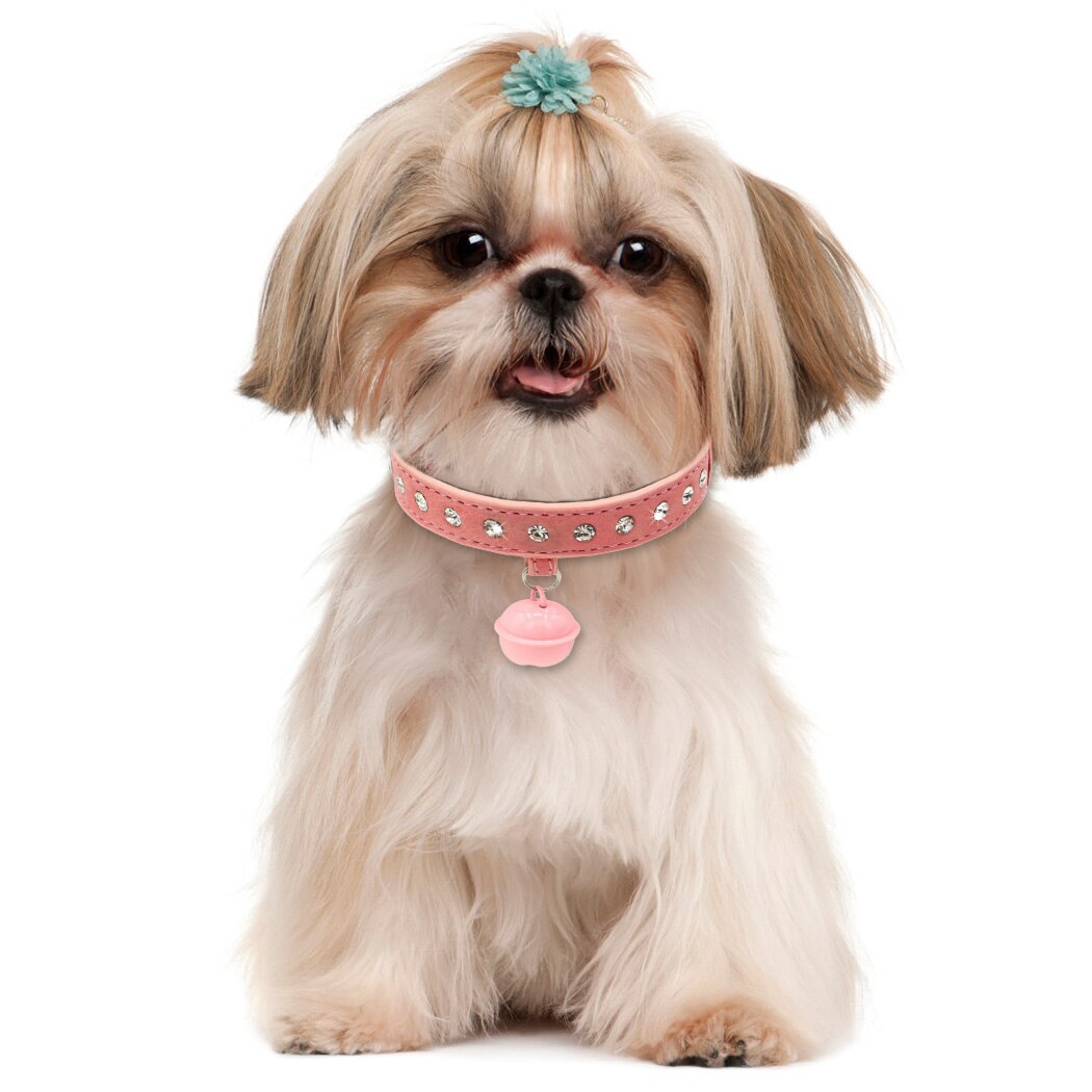 2019 New Cute Dog Collar Rhinestone Bell Adjustable Cat Collar Pet Collar Pet Supplies Easy To Wear-ebowsos