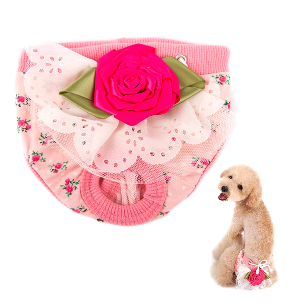 2019 New Dog Diaper Reusable Flower Decoration Pet Diaper Dog Sanitary Pantie For Female Dogs Pet Anti-Harassment Supplies-ebowsos