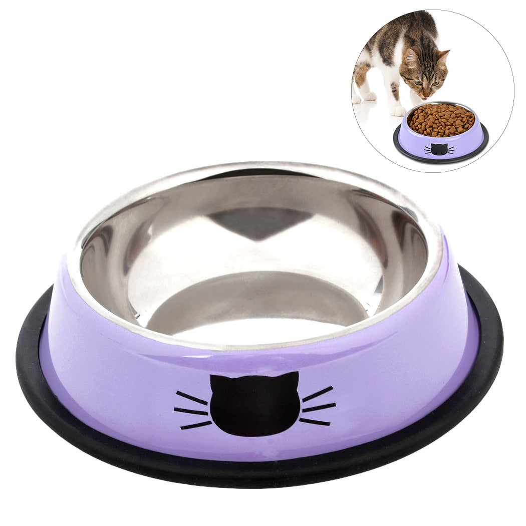 2019 New Stainless Steel Paint Pet Cat Bowl Pet Bowl Stainless Steel Non-Skid Rubber Base Dog Bowl Cat Bowl For Food Water-ebowsos