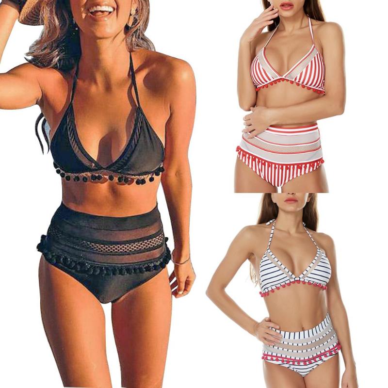 2019 Sexy Women Summer Beachwear Solid Color Swimsuit Bikini Bathing Suit No Pads Bikini Swimwear Set-ebowsos