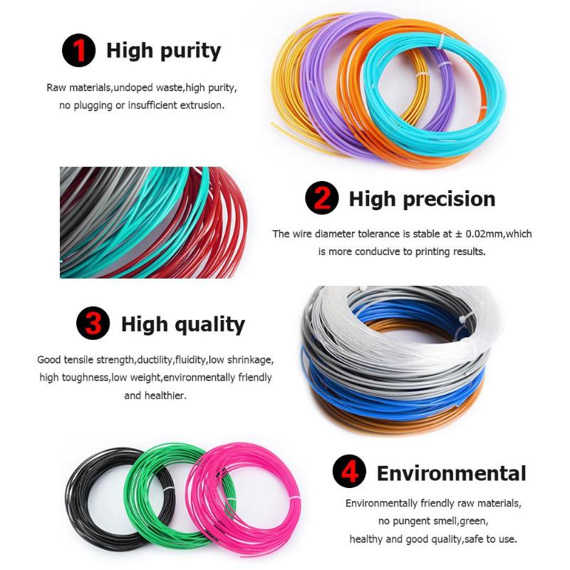 20Pcs 3D Printing Pen 5m PLA Filament Materials Extruder Pen Accessories Printer Material High Quality 3D Printing Pen Filament - ebowsos
