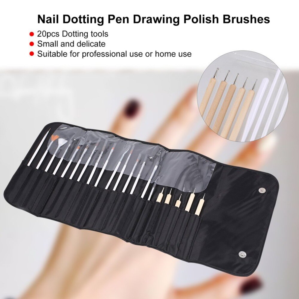 20Pcs/Pack Manicure Tools Wooden Nail Dotting Pen Gel Drawing Polish Brushes Pen Tools Professional Nail Art Tool Decoration - ebowsos