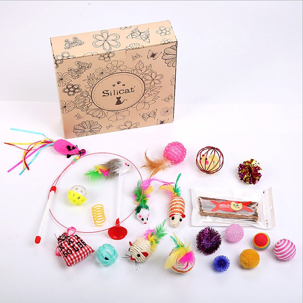 20Pcs/Set Cat Toy Gift Box Creative Interactive Multipurpose Cat Teaser Cat Ball Toy Pet Interactive Toy Supplies-ebowsos