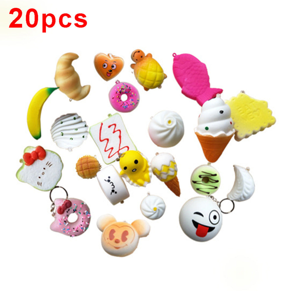 20Pcs Squeeze Bread Cake Ice Cream Squeeze Toy Novelty Mochi Toys Slow Rising Cute Soft Slow Rising Animal Phone Strap Decor-ebowsos