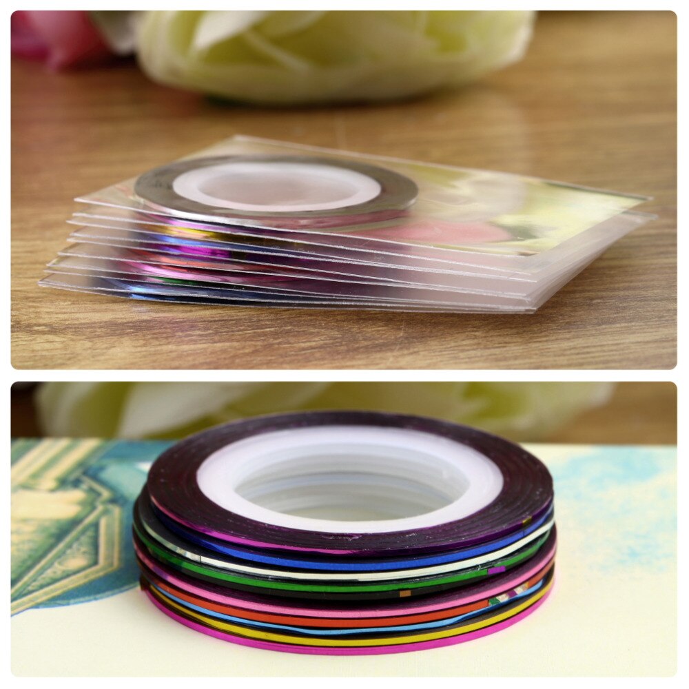 20Pcs/set Mixed Colors Rolls Striping Tape Line DIY Nail Art Tips beauty Decoration Sticker Nails Care Art Accessories - ebowsos