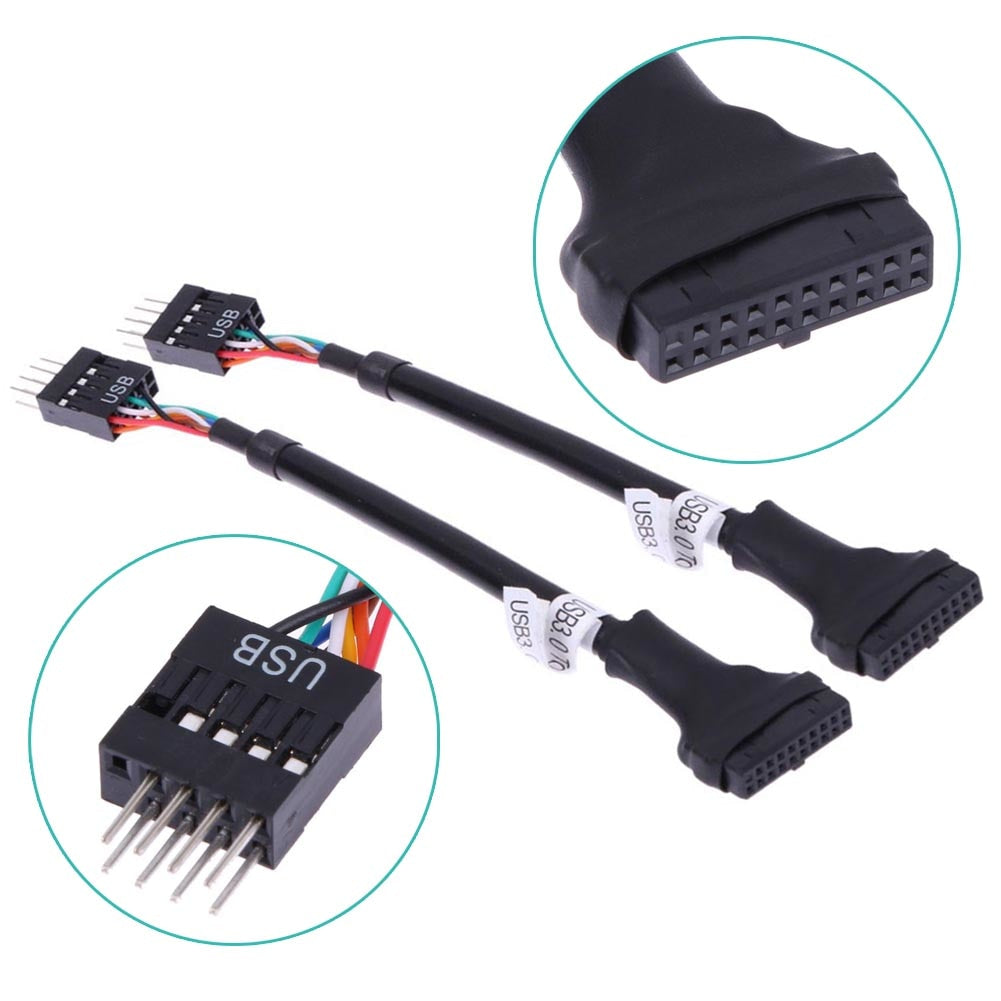 20Pin 19Pin USB 3.0 Female To 9Pin USB 2.0 Male Motherboard Cable Adapter Cord 480mbps Data Speed Computer Cable Connectors - ebowsos
