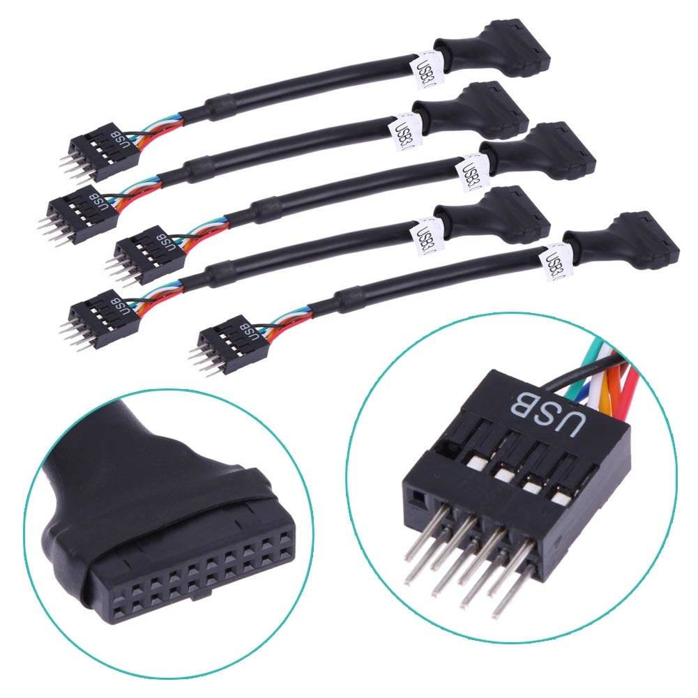 20Pin 19Pin USB 3.0 Female To 9Pin USB 2.0 Male Motherboard Cable Adapter Cord 480mbps Data Speed Computer Cable Connectors - ebowsos