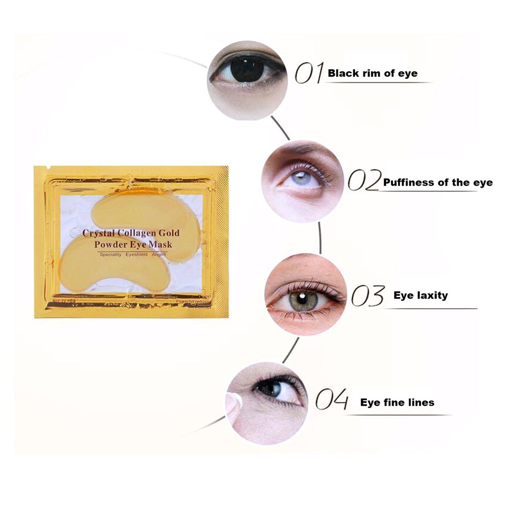 20pcs=10packs Natural Gold Crystal Collagen Eye Mask Women Eye Care Masks Moisturizing Anti-Wrinkle Remove Black Eye Patches - ebowsos
