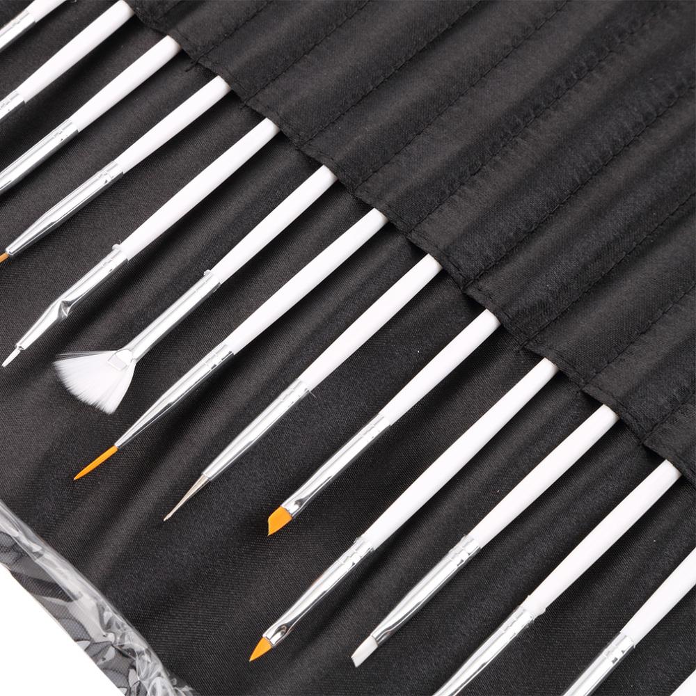20pcs Nail Art Decorations Brush Set Tools Pro Painting Pen for False Nail Tips UV Nail Gel Polish Brushes With Bag - ebowsos