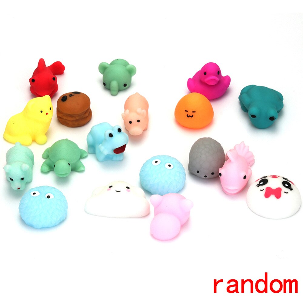 20pcs/lot Squeeze Toys DIY Accessories Silicone Fidget Hand Rising Cartoon Animals Squeeze Pinch Toy Animal Styles Random-ebowsos