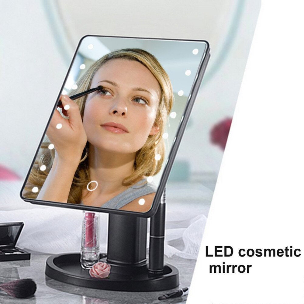 22 LED Portable Women Facial Makeup Mirror 360 Degree Rotation Touch Induction Tabletop Cosmetic Make up Mirror Tool Hot Sale - ebowsos