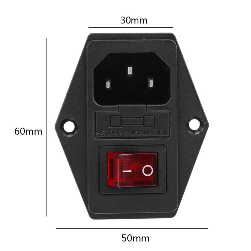 220V/110V 10A Power Supply Switch AC Power Outlet Switch with Fuse and Triple Socket 6A Fuse for 3D Printer DIY Parts - ebowsos