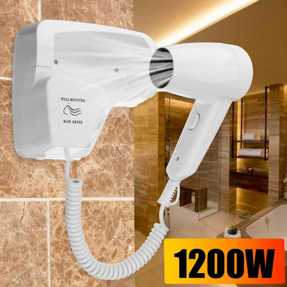 220V 1200W Negative Ion Wall Mounted Hair Dryer Blower Hotel Home With Holder EU Plug Hair Dryer Blower Hair Drying Tool - ebowsos