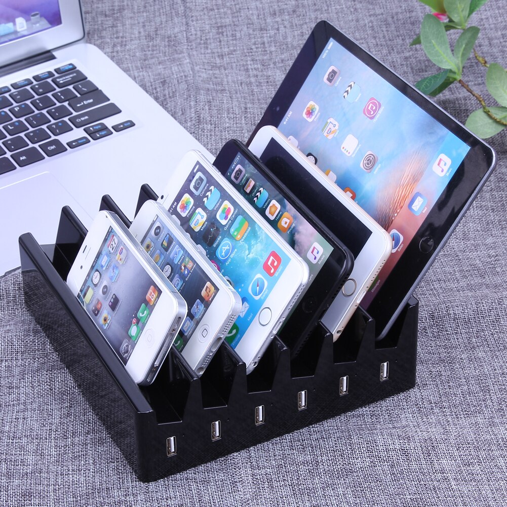 220V 5V EU Charger Box 6 Port Charger Intelligent Quick Charging with Multifunction Protection Box for IOS Android Smartphone - ebowsos