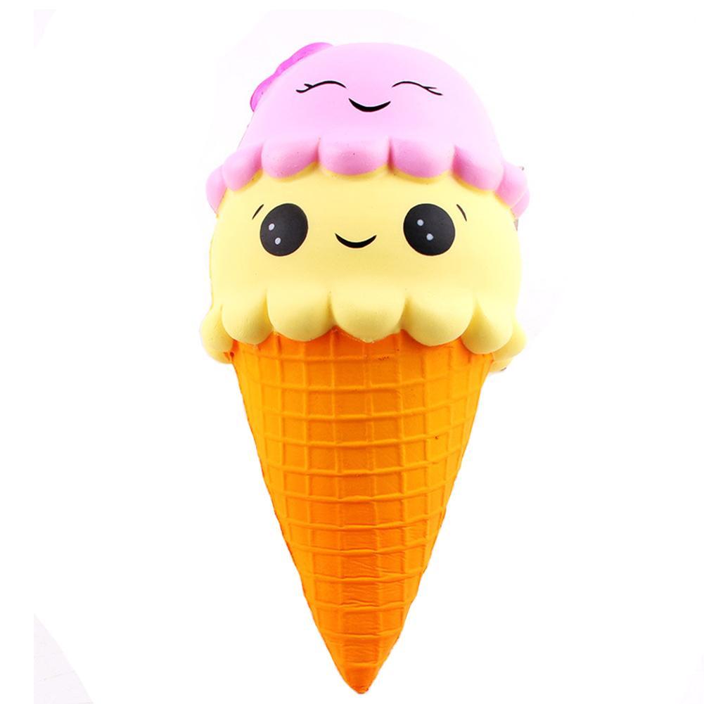 22CM Squeeze Ice Cream Smile Kawaii Squishies Slow Rising Soft Squeeze Stuffed Non-toxic Squeeze Toys Phone Decor Charms Gifts-ebowsos