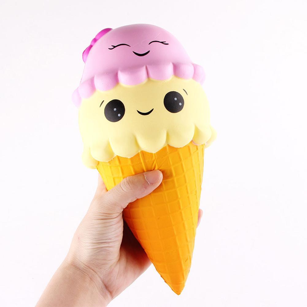 22CM Squeeze Ice Cream Smile Kawaii Squishies Slow Rising Soft Squeeze Stuffed Non-toxic Squeeze Toys Phone Decor Charms Gifts-ebowsos