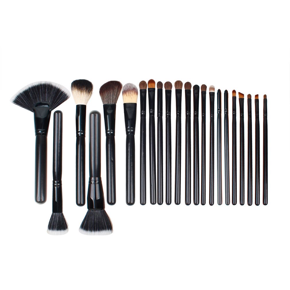 22PCS Wooden Handle Wool Hair Makeup Brush Compact Size Foundation Blusher Powder Eyebrow Cosmetic Brush Tools - ebowsos
