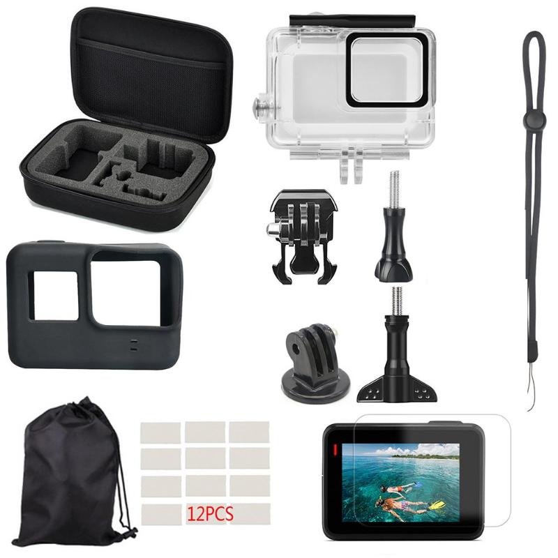 22Pcs Underwater Waterproof Case Camera Diving Mount Anti-fog Insert Screen Protector for Gopro Hero 7 White Silver High Quality - ebowsos