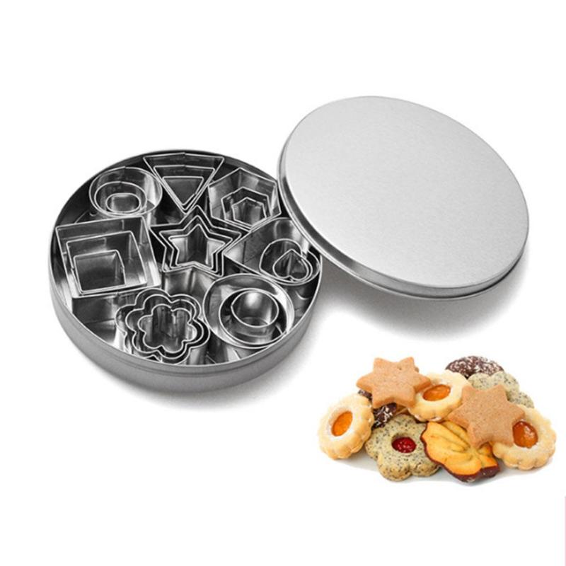 24 Pcs/Set Stainless Steel Mini Cookie Cutter Set Baking Pastry Cutters Cookie Slicers Multiple Shapes for Kitchen Cooking Tools - ebowsos