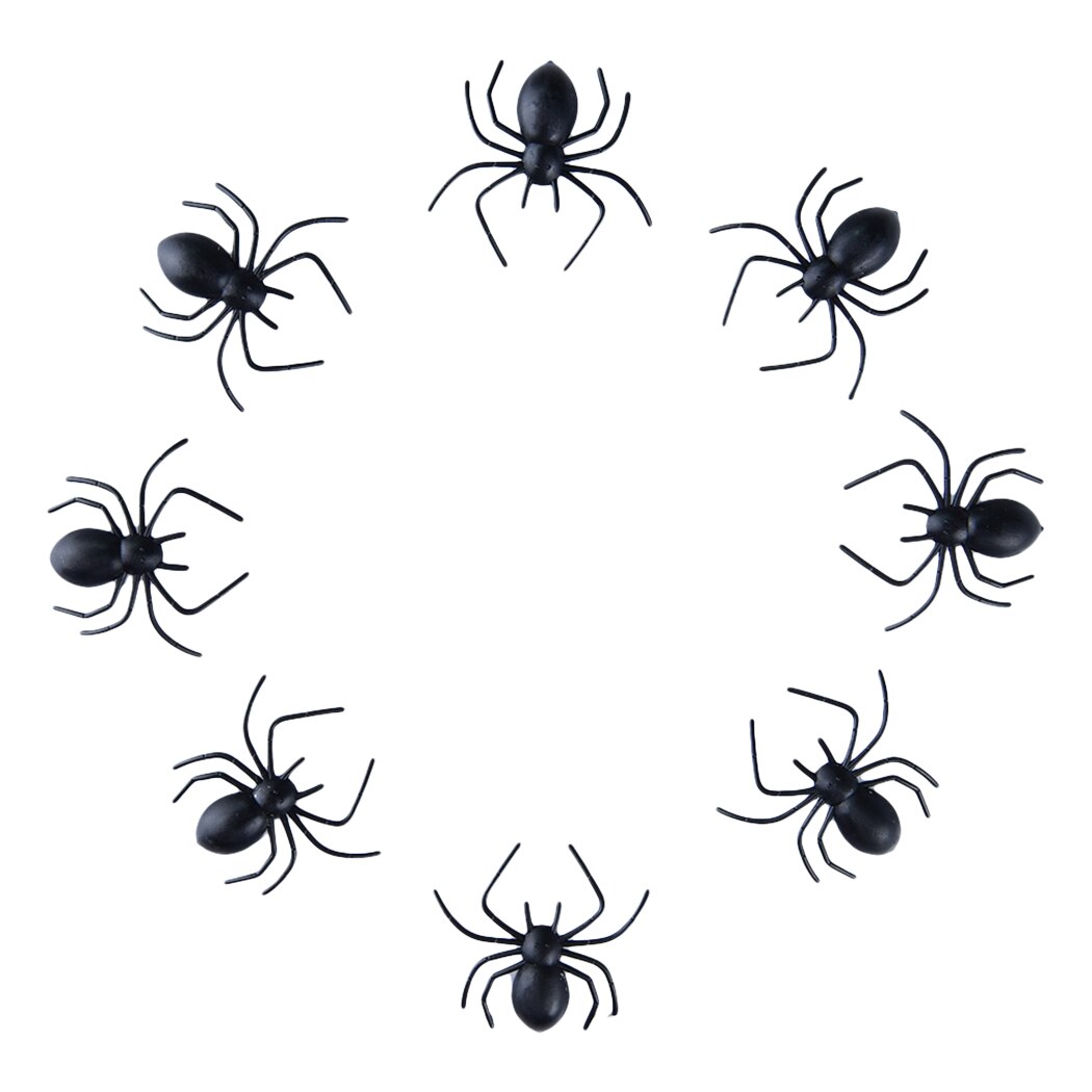 24PCS Eco-Friendly PVC Simulation Bending Feet Spider Halloween Party Decoration Game Props Realistic Mini Party Spider Joke Toy-ebowsos